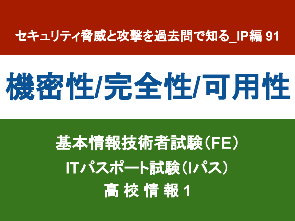 セキュリティ脅威と攻撃を過去問で知る_IP編 (91)機密性/完全性/可用性 電気通信大学プログラミング教室